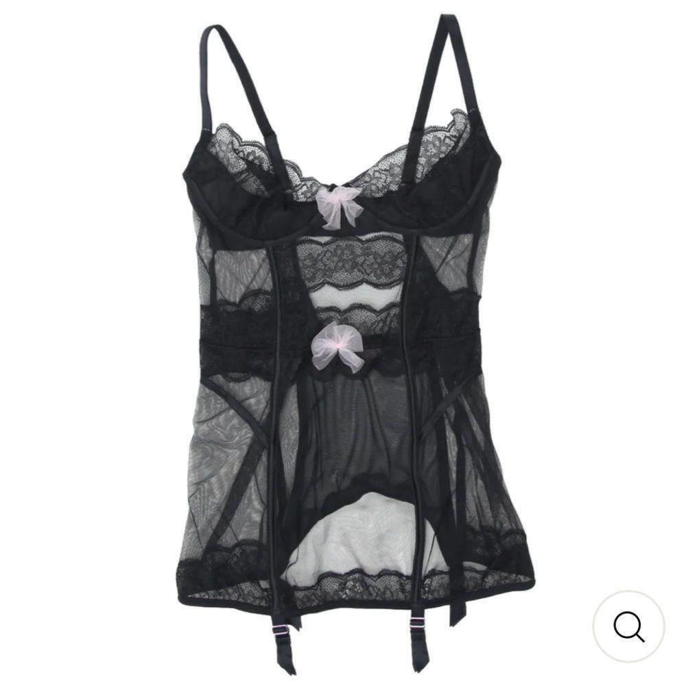 Y2K LADIES VICTORIA SECRET BLACK MESH CORSET